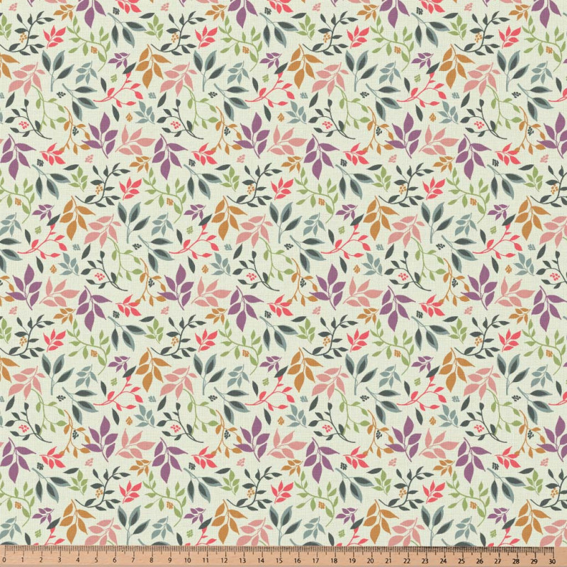 Printed Cotton ARAGEO Ecru / Violet